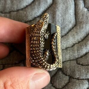 Roberto Cavalli Hematite Alligator Cocktail Ring
